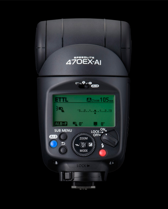Back view of the Canon Speedlite 470EX-AI.